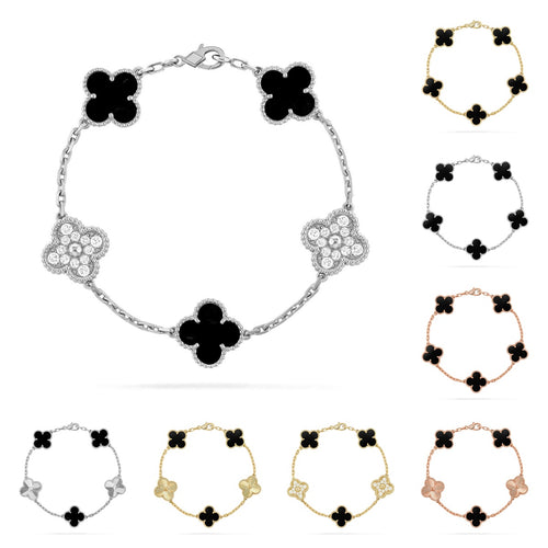 Lucky Clover 5-Motif Bracelet - Black Oxny Collection