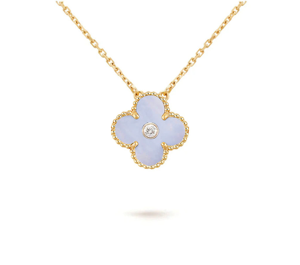 15mm Clover Flower Diamond Pendant Necklace Collection