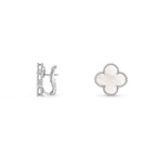 15mm Clover Flower Stud Earrings White Gold Collection