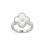 Lucky Clover Diamond-Accent White Gold Ring - Luxury Gemstone Collection