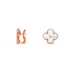15mm Clover Flower Stud Earrings Diamond-Rose Gold Collection