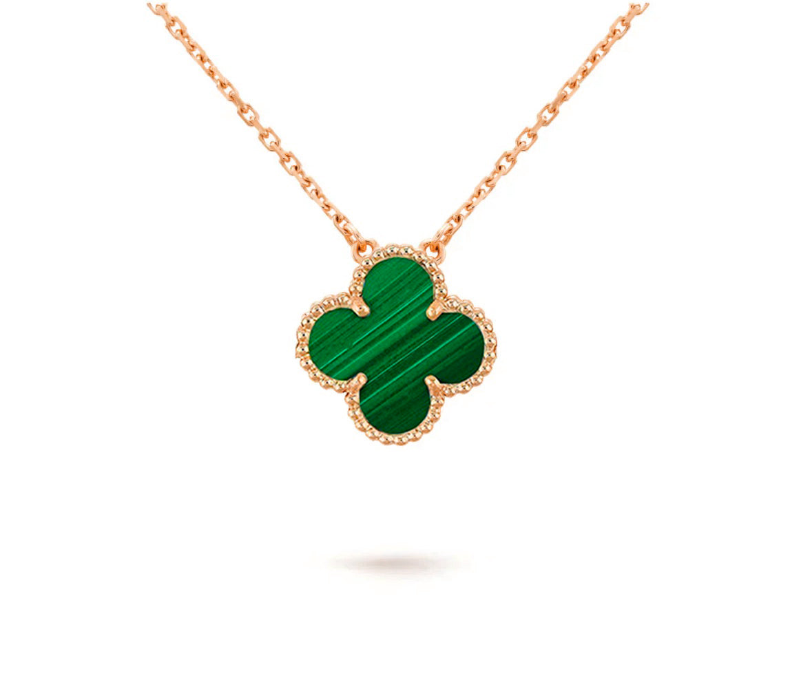 15mm Clover Flower Pendant Necklace - Natural Gemstone Signature Collection