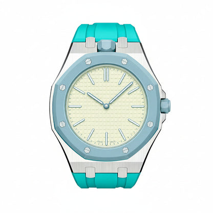 Eiche Pop Himmelblau Stahl Silikonarmband