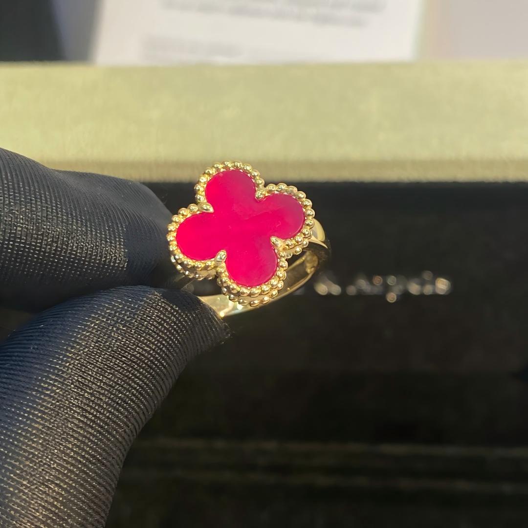 NEW CLOVER PINK ENAMEL RINGS