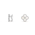 15mm Clover Flower Stud Earrings - Signature Diamond-White Gold Collection