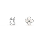 15mm Clover Flower Stud Earrings - Signature Diamond-White Gold Collection