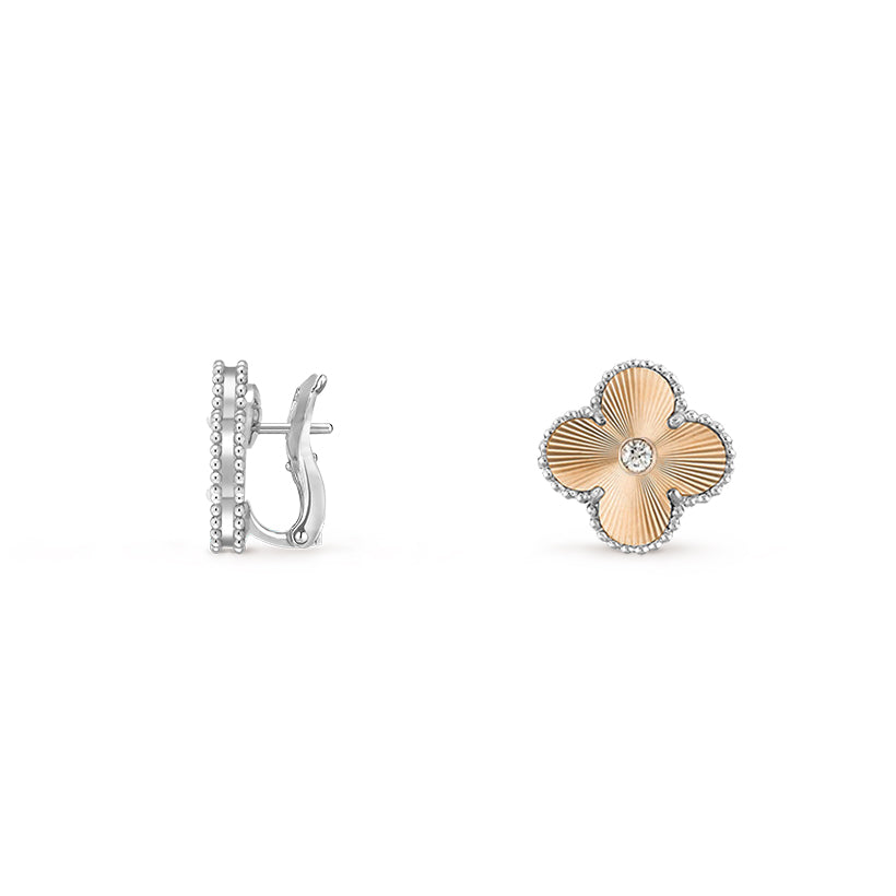 15mm Clover Flower Stud Earrings - Signature Diamond-White Gold Collection