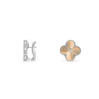 15mm Clover Flower Stud Earrings - Signature Diamond-White Gold Collection