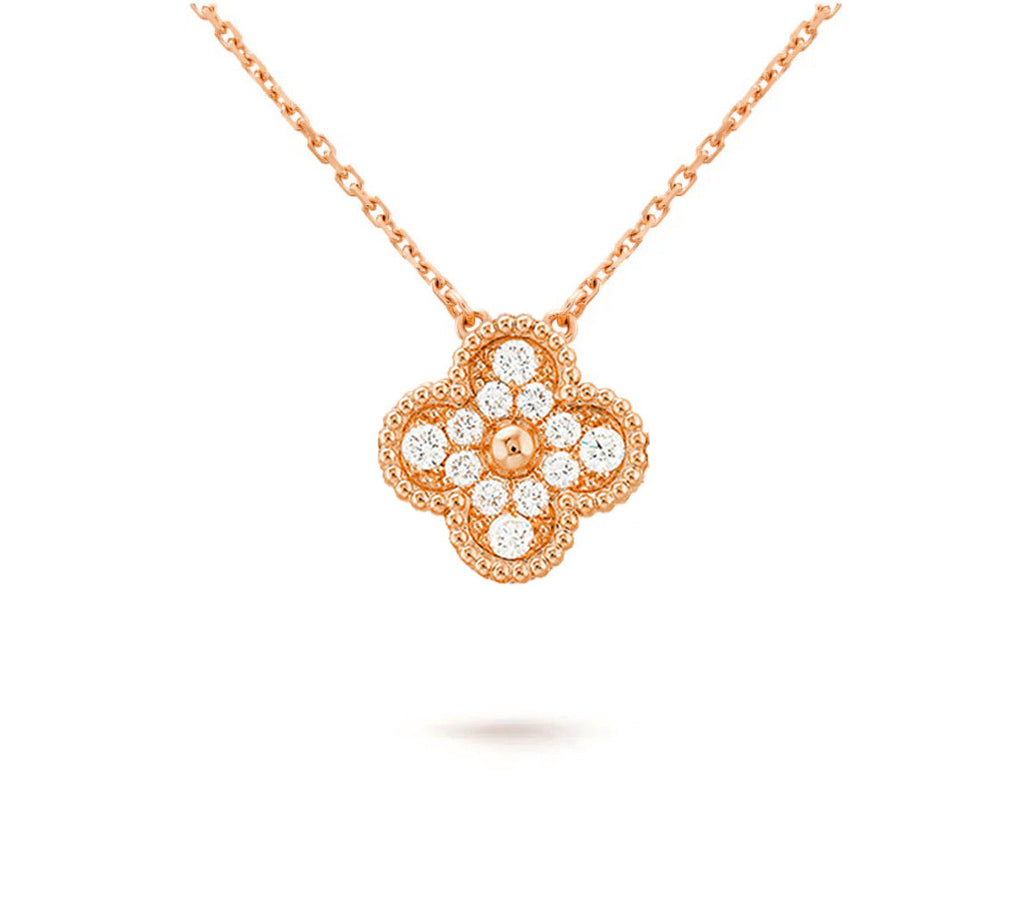 15mm Clover Flower Diamond Pendant Necklace Collection