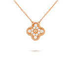 15mm Clover Flower Diamond Pendant Necklace Collection