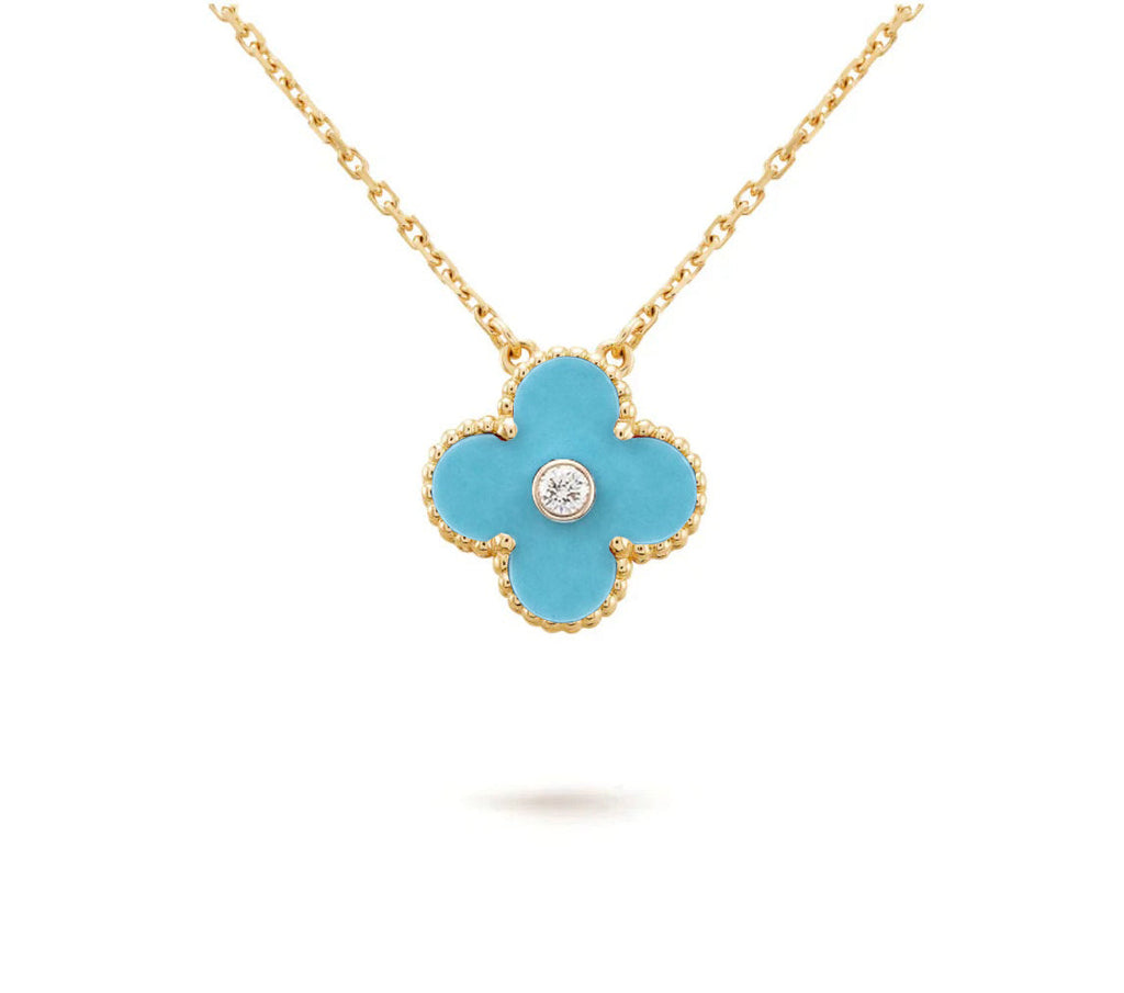 15mm Clover Flower Diamond Pendant Necklace Collection