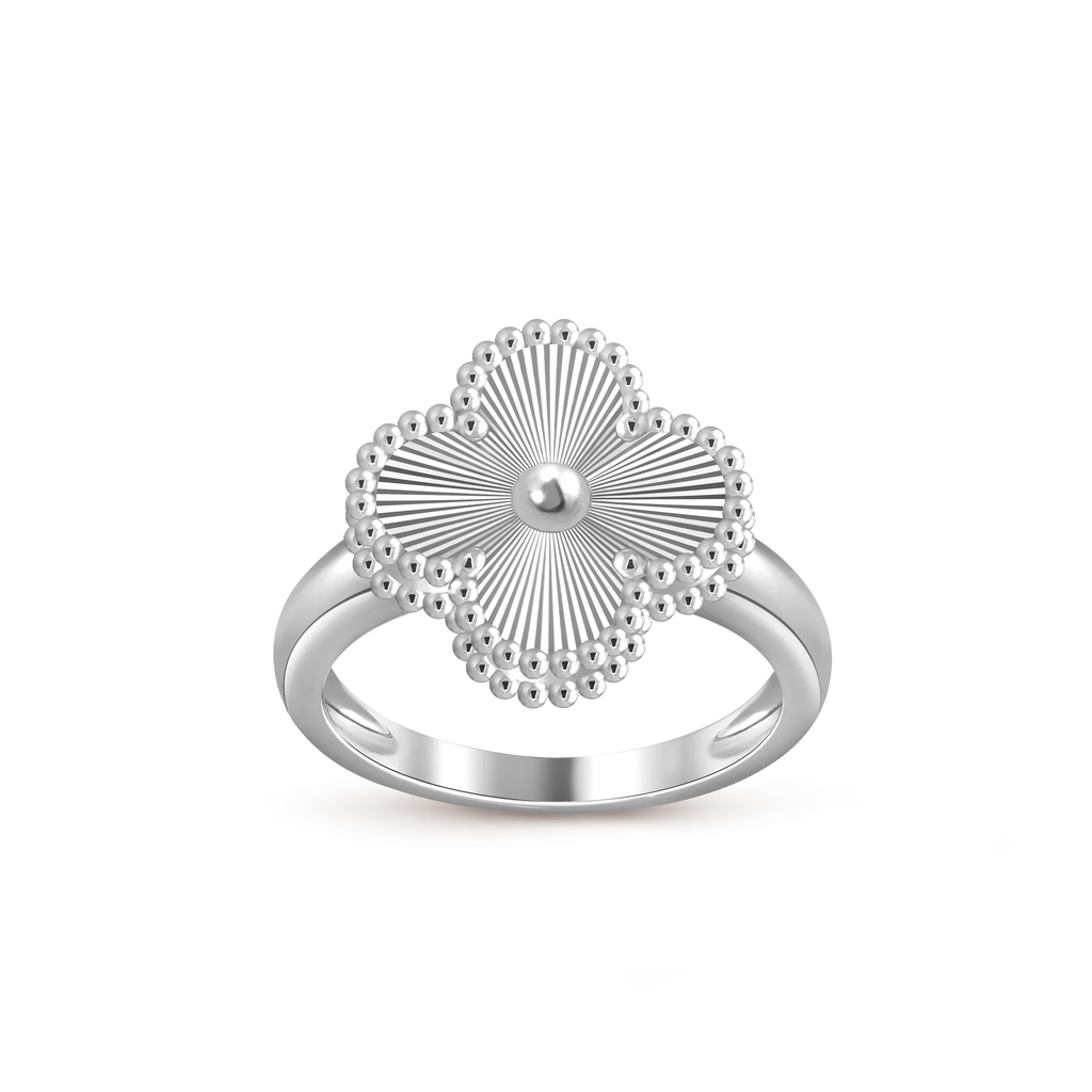 Glücksklee Vintage Weißgold Ringkollektion
