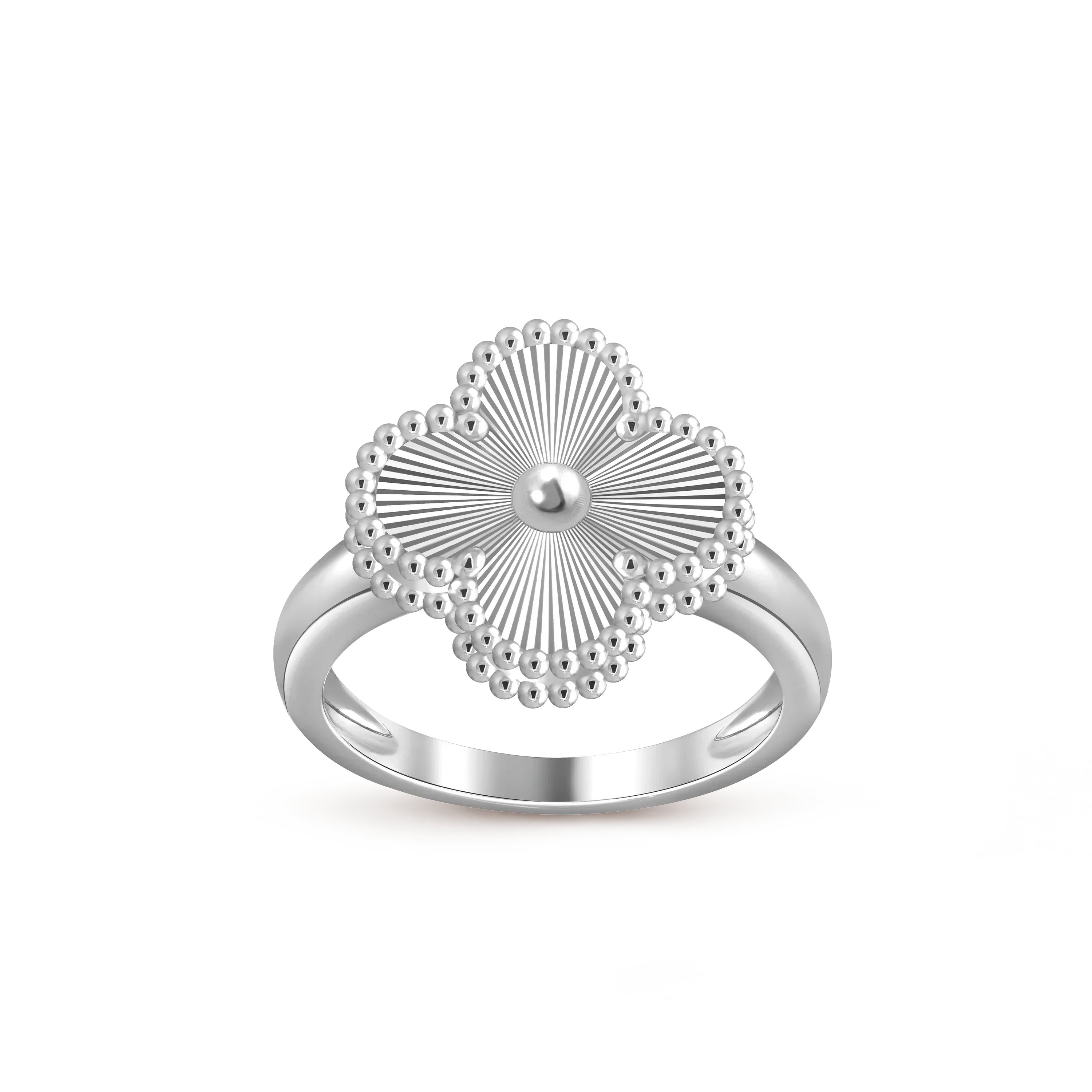 Glücks-Kleeblatt Vintage Weißgoldring - Luxuriöse Edelsteinkollektion