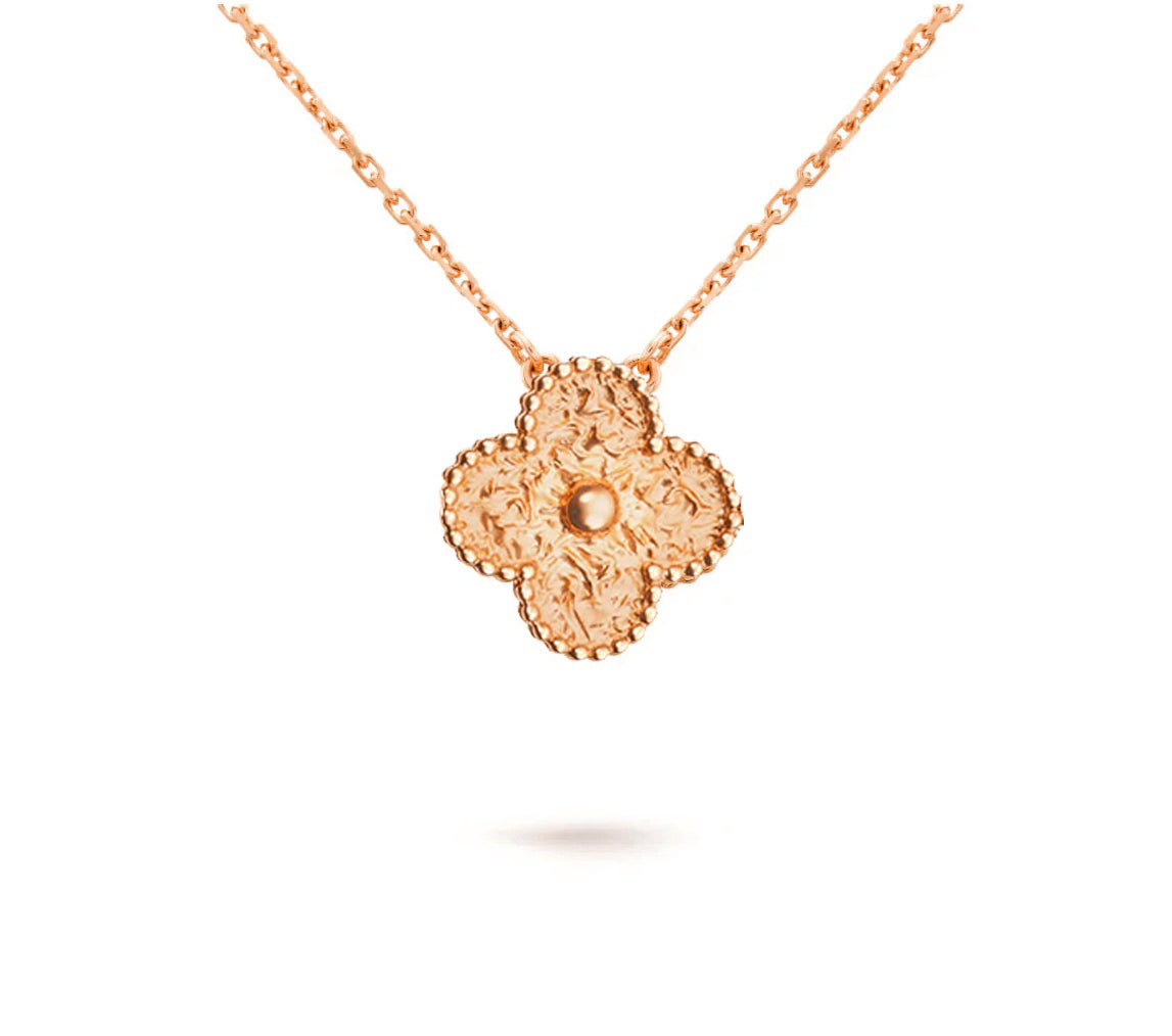 15mm Clover Flower Pendant Necklace - Natural Gemstone Signature Collection