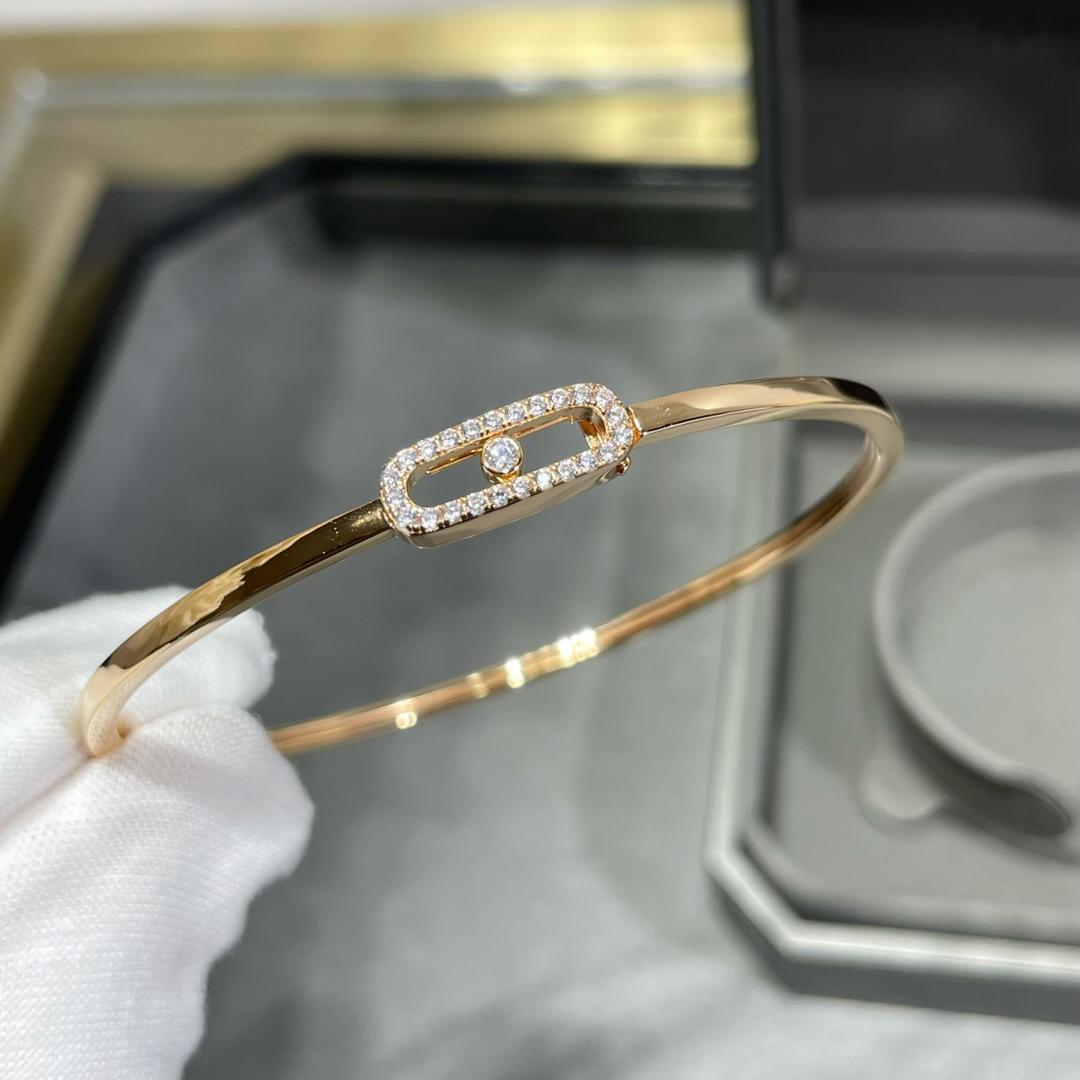 Move Uno Pavé Flex Armreif (Größe M) – Kinetische Diamant-Brillanz – Flexibler Luxus