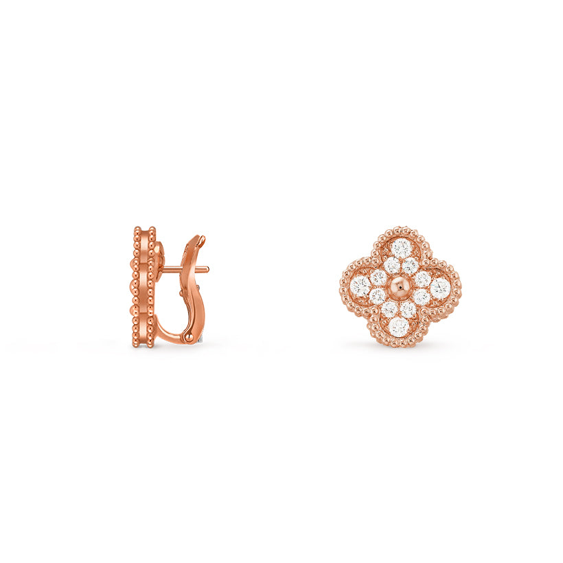 15mm Clover Flower Stud Earrings - Signature-Rose Gold Collection