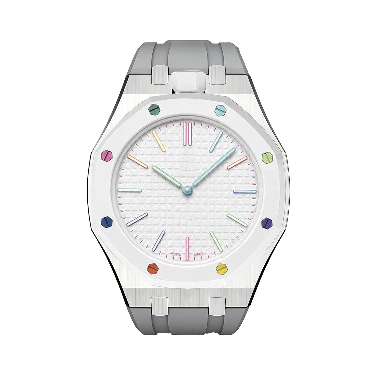 Eiche Pop Grau Stahl Silikonarmband