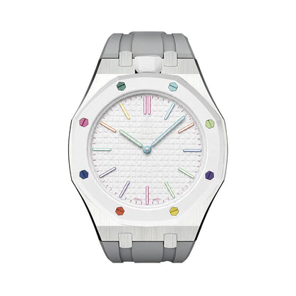 Eiche Pop Grau Stahl Silikonarmband