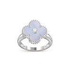 Lucky Clover Diamond-Accent White Gold Ring - Luxury Gemstone Collection