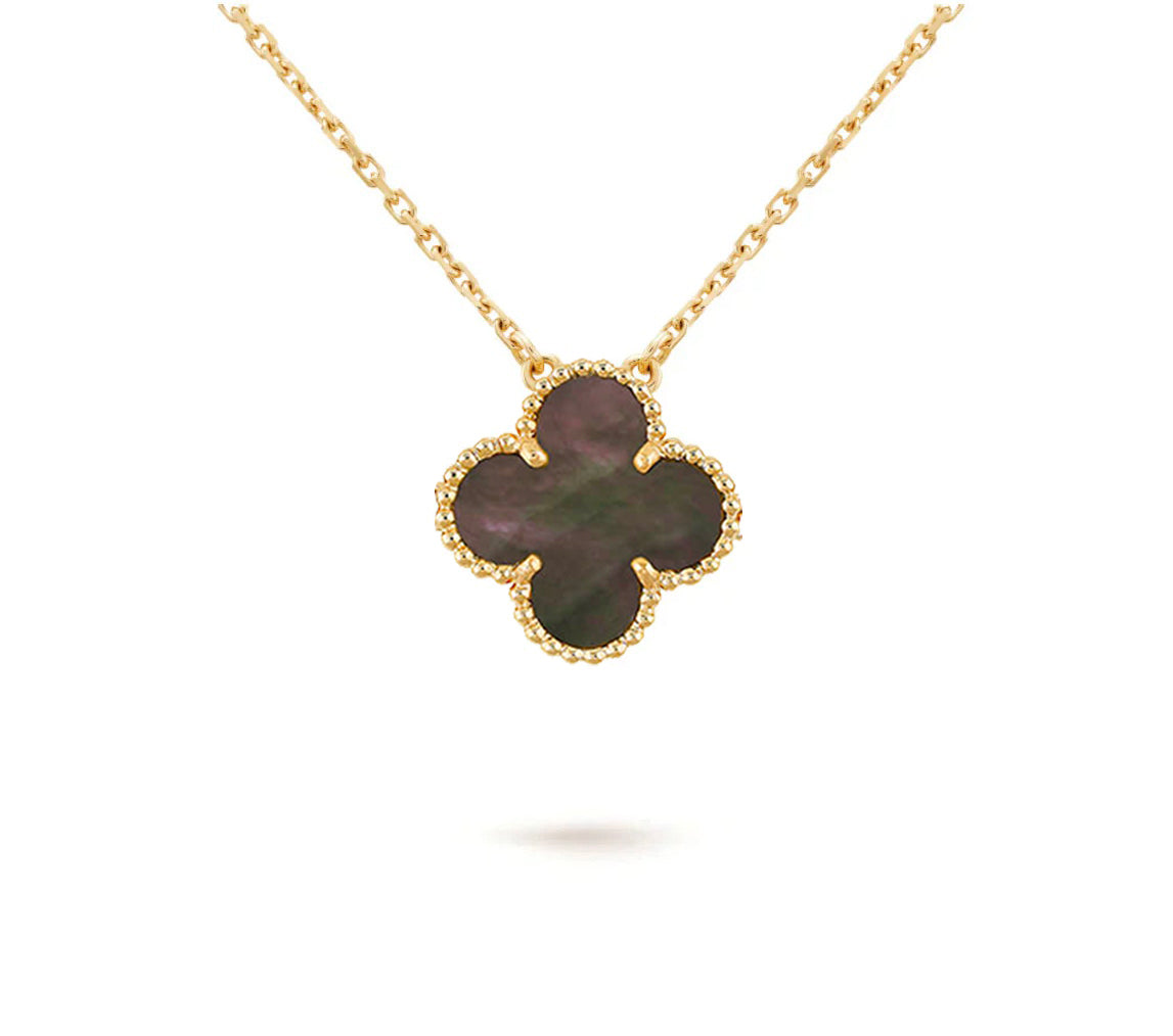 15mm Clover Flower Pendant Necklace - Natural Gemstone Signature Collection
