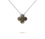 15mm Kleeblatt-Anhänger-Halskette – Signature Kollektion aus Naturstein und Weißgold