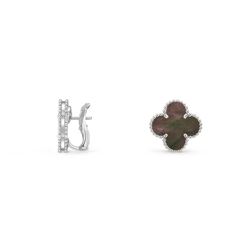 15mm Clover Flower Stud Earrings - Signature-White Gold Collection
