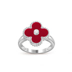 Lucky Clover Diamond-Accent White Gold Ring - Luxury Gemstone Collection