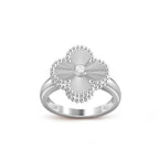 Lucky Clover Diamond-Accent White Gold Ring - Luxury Gemstone Collection