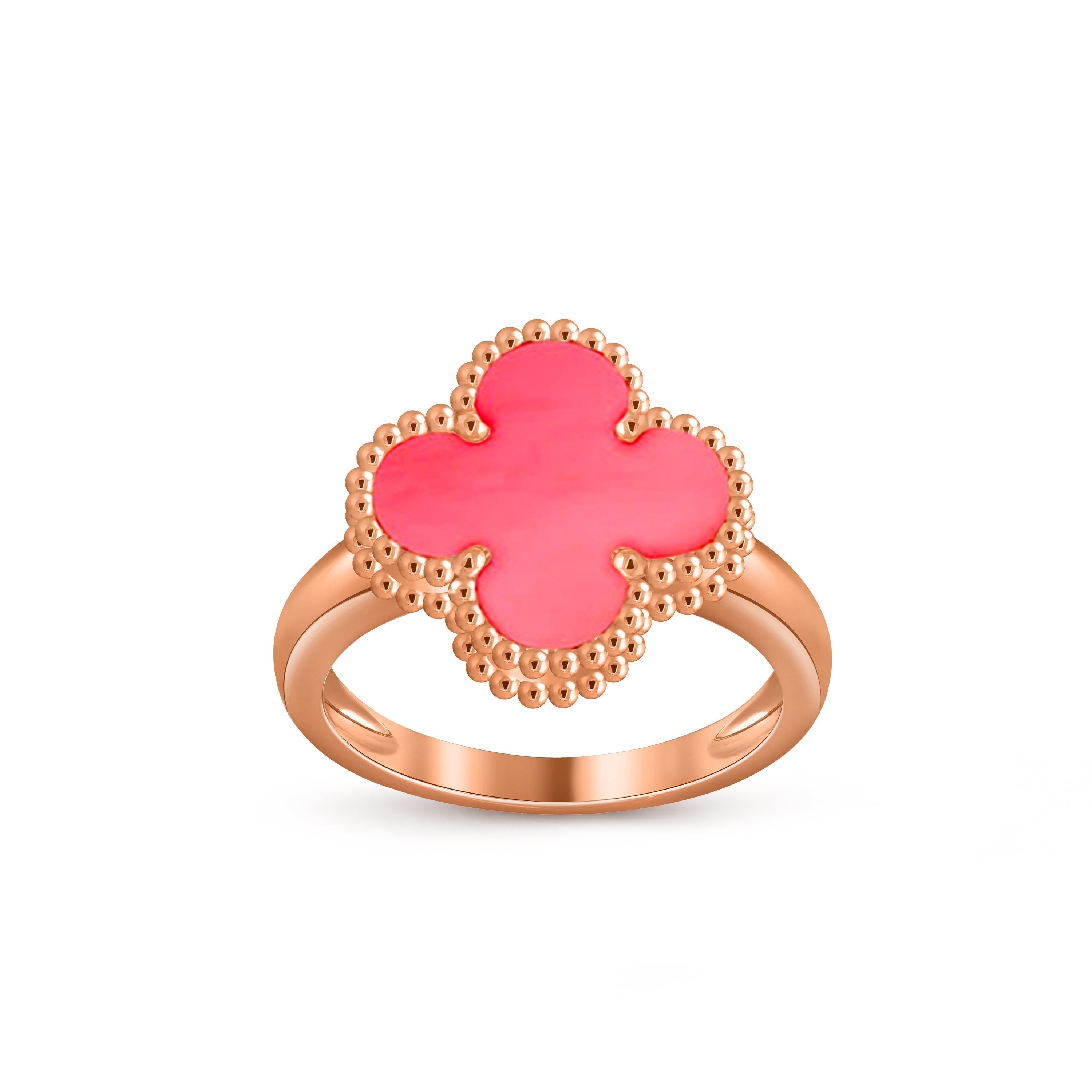 Glücks-Klee-Ring aus Roségold im Vintage-Stil – Luxuriöse Edelsteinkollektion