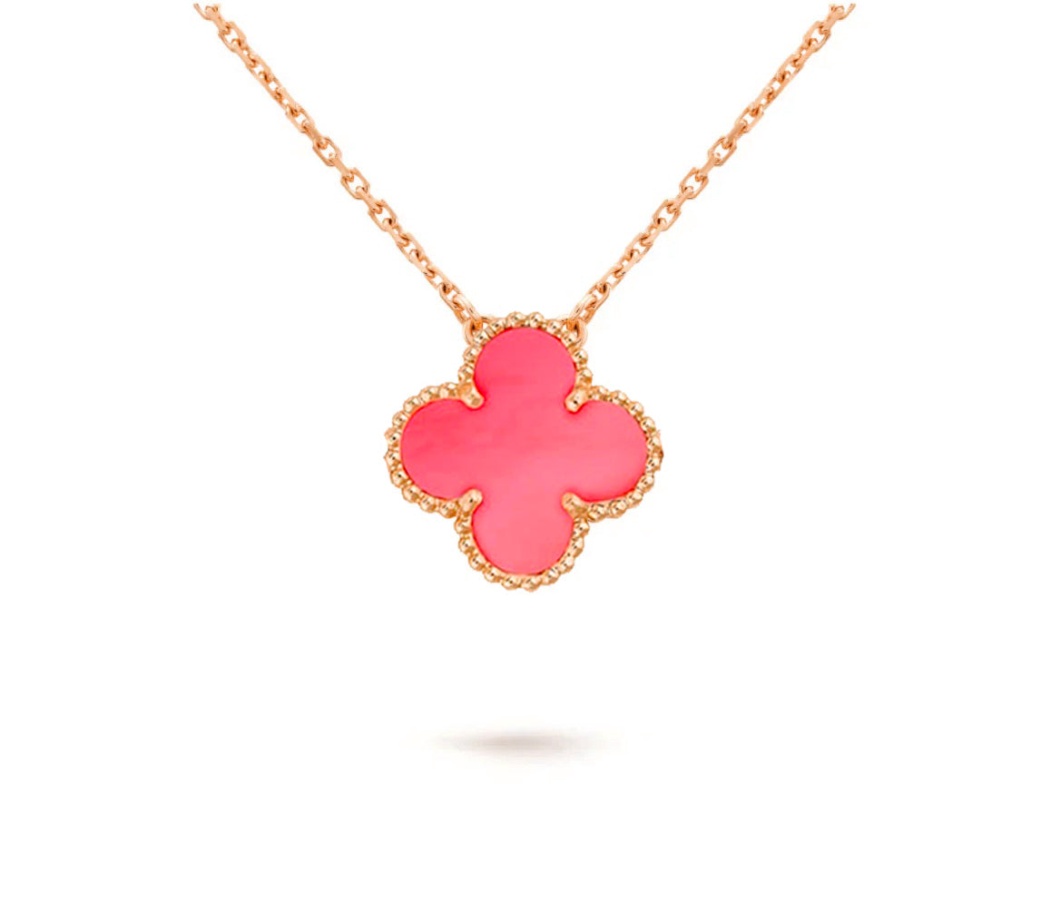 15mm Clover Flower Pendant Necklace - Natural Gemstone Signature Collection