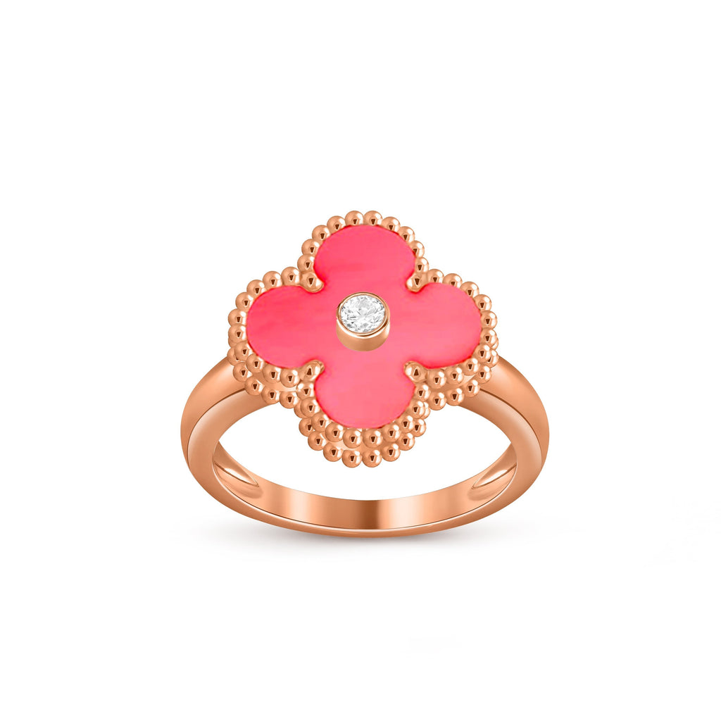 Glücksklee-Ringkollektion aus Roségold mit Diamantakzent