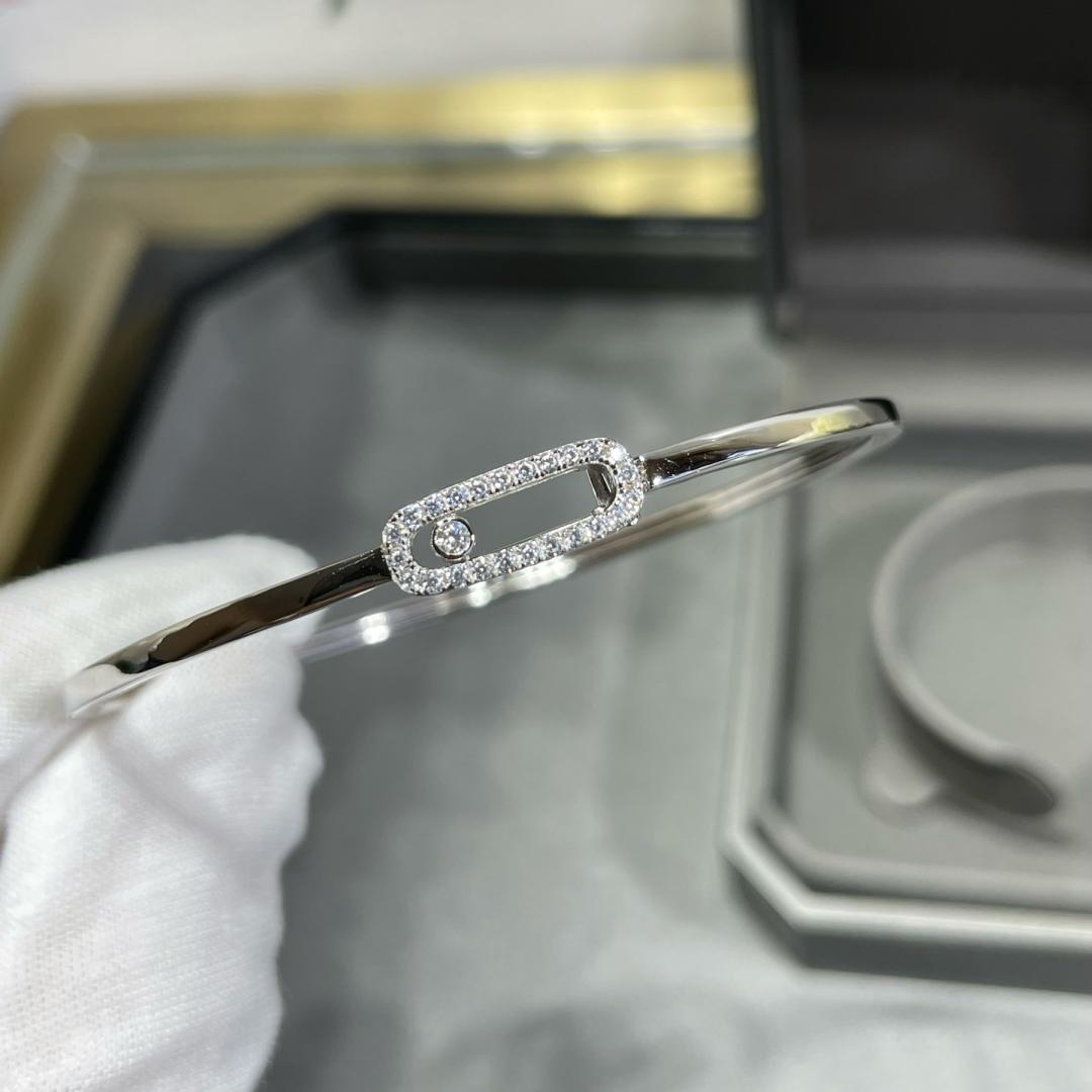 Move Uno Pavé Flex Armreif (Größe M) – Kinetische Diamant-Brillanz – Flexibler Luxus