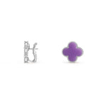 15mm Clover Flower Stud Earrings White Gold Collection