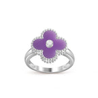Lucky Clover Diamond-Accent White Gold Ring - Luxury Gemstone Collection