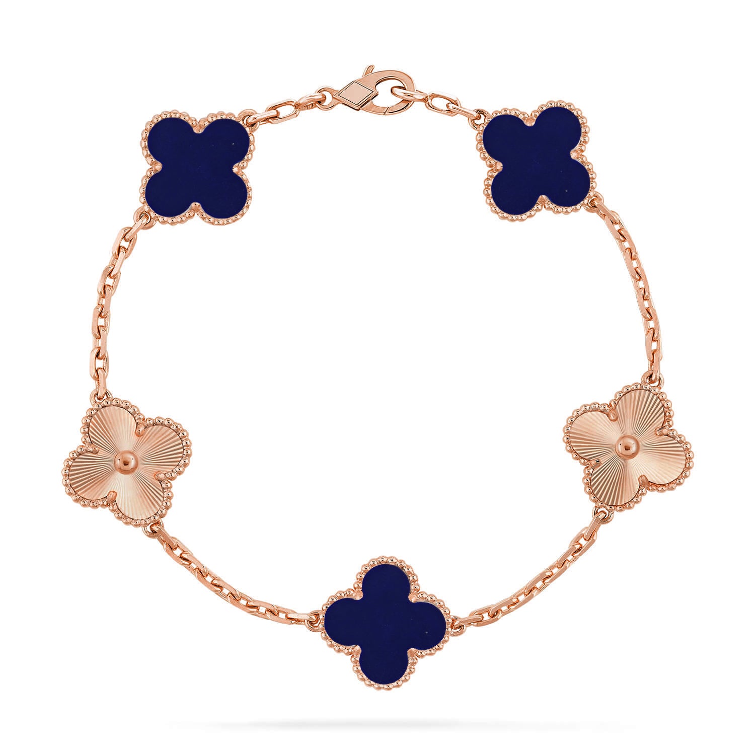 Lucky 5-Motif Clover Wisdom Bracelet - Natural Lapis Lazuli Gemstone