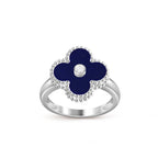 Lucky Clover Diamond-Accent White Gold Ring - Luxury Gemstone Collection