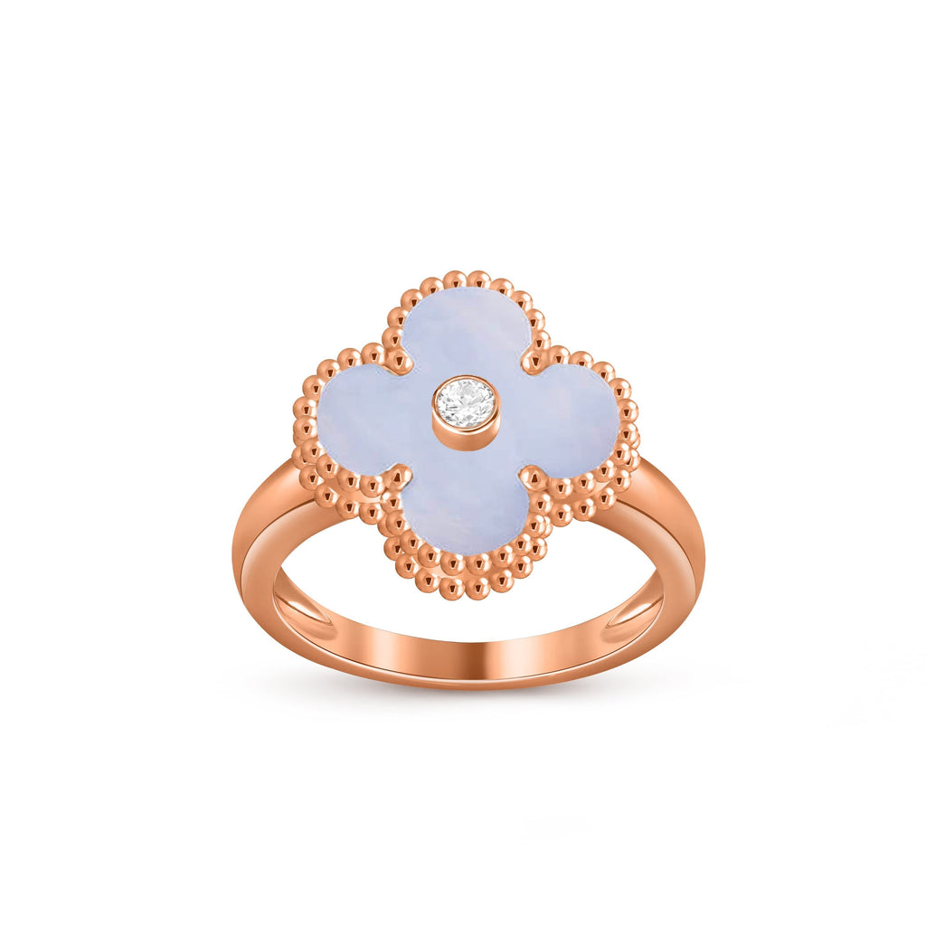 Glücksklee-Ringkollektion aus Roségold mit Diamantakzent