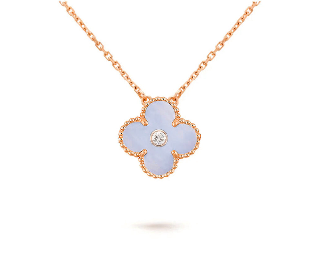 15mm Clover Flower Diamond Pendant Necklace Collection
