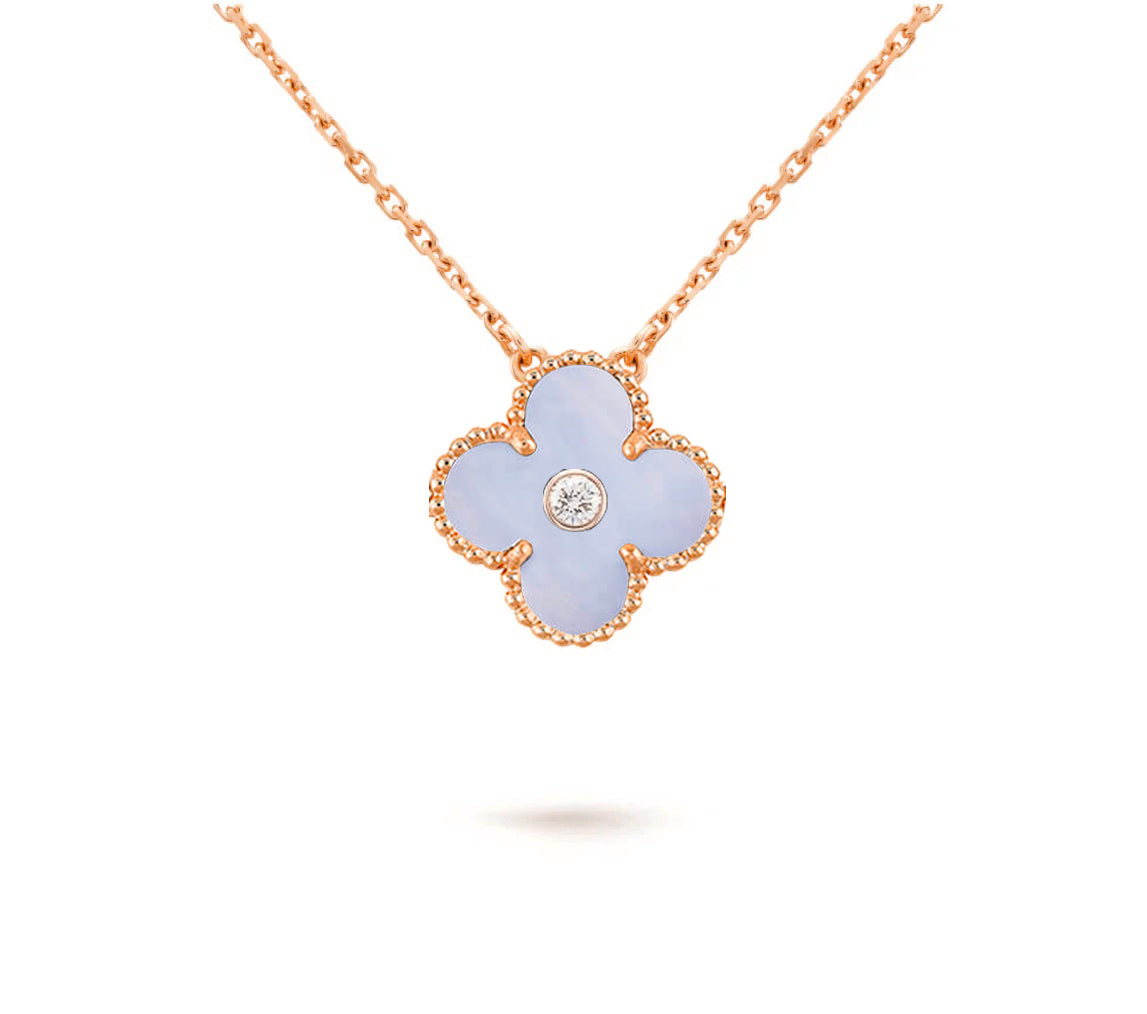 15mm Clover Flower Diamond Pendant Necklace Collection