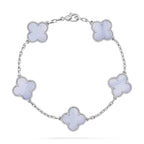 Lucky 5-Motif Clover Serenity Bracelet - Natural Violet Gemstone