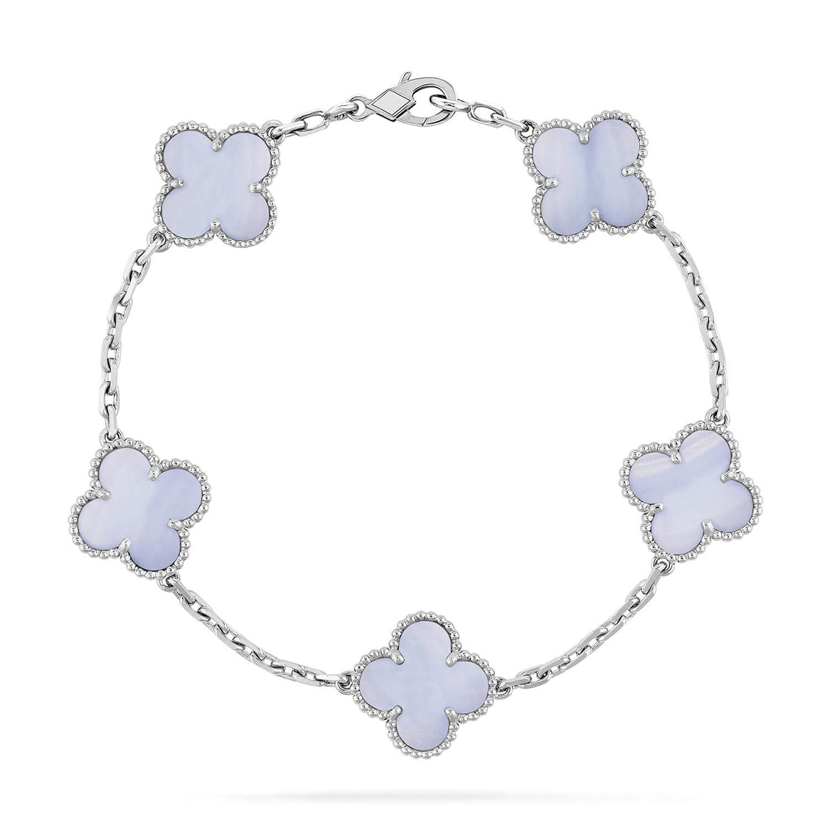 Lucky 5-Motif Clover Serenity Bracelet - Natural Violet Gemstone