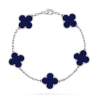 Lucky Clover 5-Motif Bracelet - Lapis Lazuli Collection