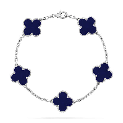 Lucky Clover Armband mit 5 Motiven - Lapislazuli Kollektion