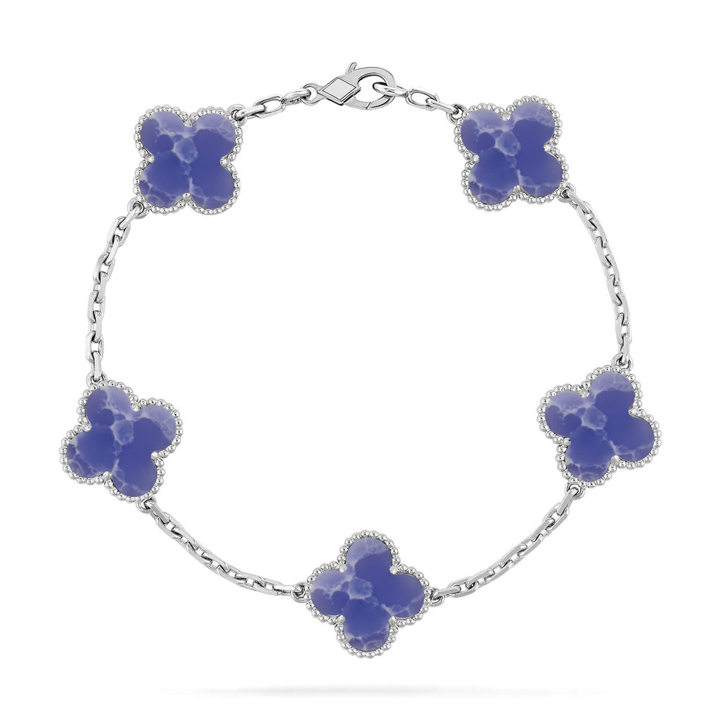 Lucky Clover 5-Motif Bracelet - Blue Larimar Collection