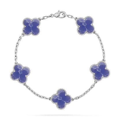 Glücksklee 5-Motiv-Armband – Blaue Larimar-Kollektion