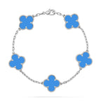 Lucky Clover 5-Motif Bracelet - Blue Agate Collection