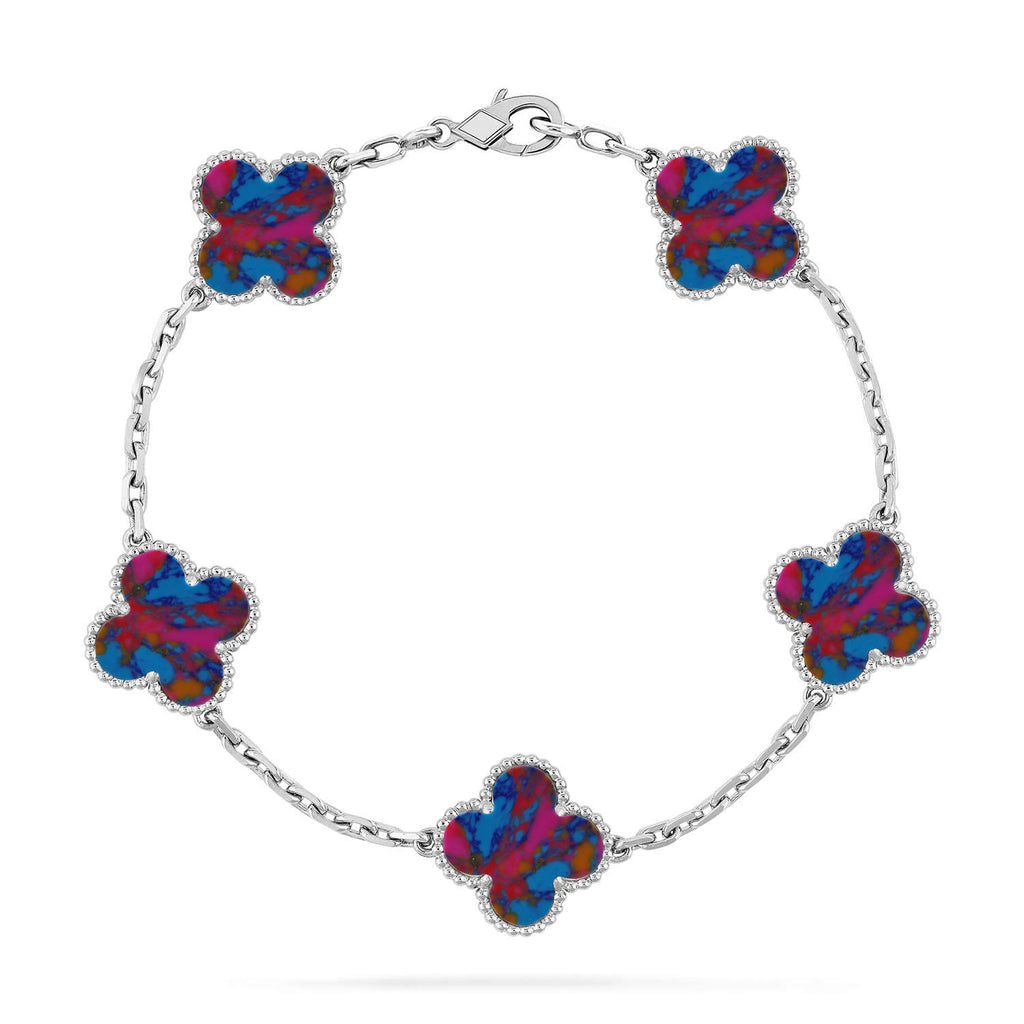 Glücksklee-Armband mit 5 Motiven – Multi-Edelstein-Kollektion