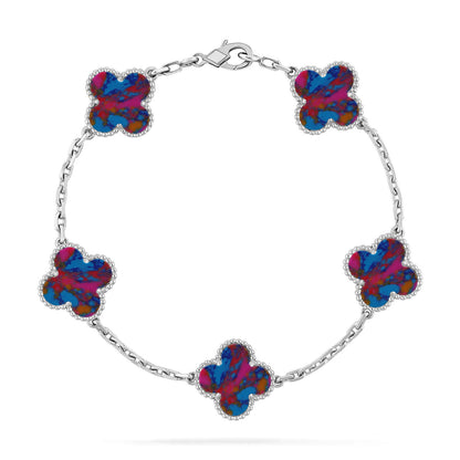 Lucky Clover 5-Motif Bracelet - Multi-Gem Collection