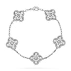 Lucky Clover 5-Motif Bracelet - Full-Diamond