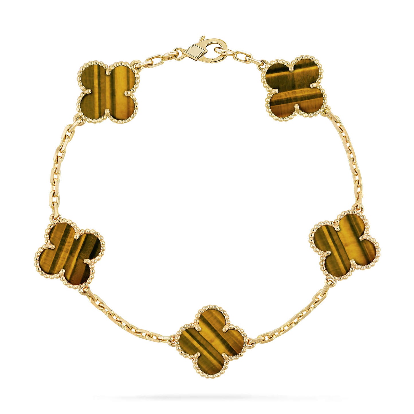 Lucky Clover 5-Motif Bracelet -  Tiger’s Eye Collection